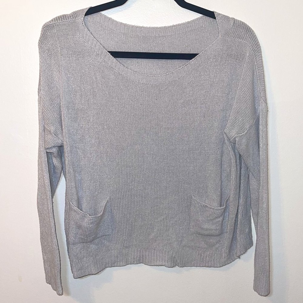 Italian Handmade Light-Gray Cropped Sweater, M/L